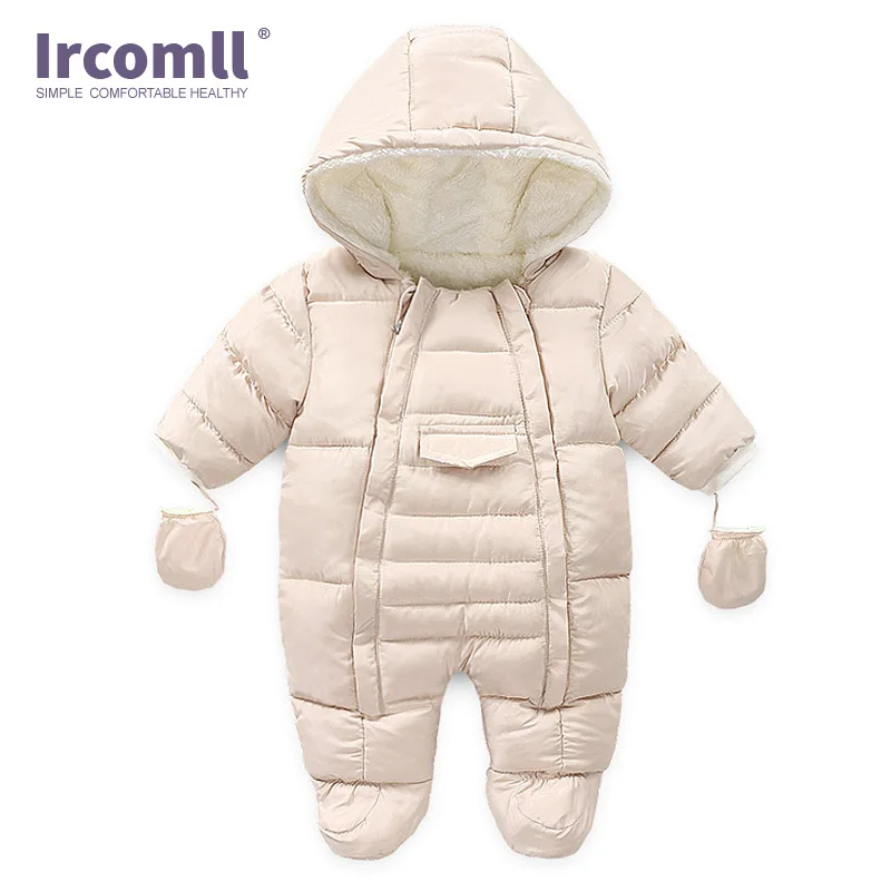 Beige Ircomll/зимние комбинезоны для новорожденных мальчиков и девочек; комбинезон с длинными рукавами для малышей; хлопковый Детский костюм; детская одежда для ползания - Color: Beige