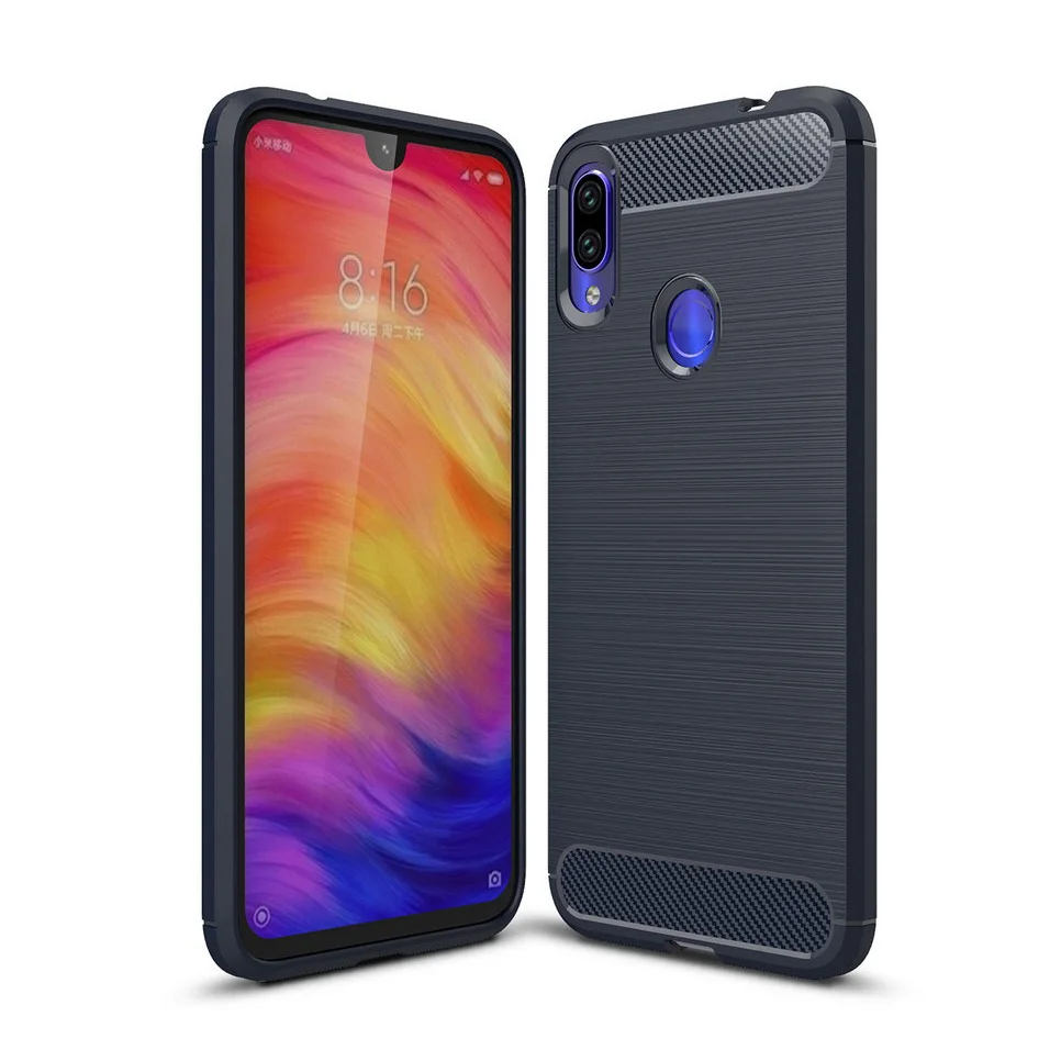 Роскошный чехол для телефона Xiaomi Redmi Note 7 смартфона мягкий силиконовый карбоновый