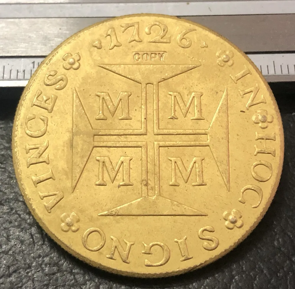 

Копия золотой монеты Бразилия 20 000 Рейс Иоанн V 22K