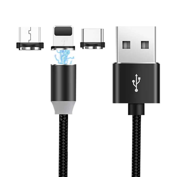 

Fanshu 3 in 1 Magnetic Charge Cable , Micro USB Cable For iPhone XR XS Max X Magnet Charger USB Type C LED Charging Wire Cord