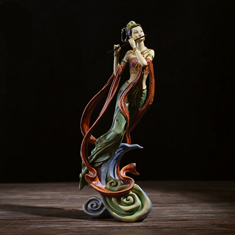 

Retro Classical Zen Home Flying Goddess Home Wine Cabinet Living Room Study Office Display TV Cabinet Crafts M1225