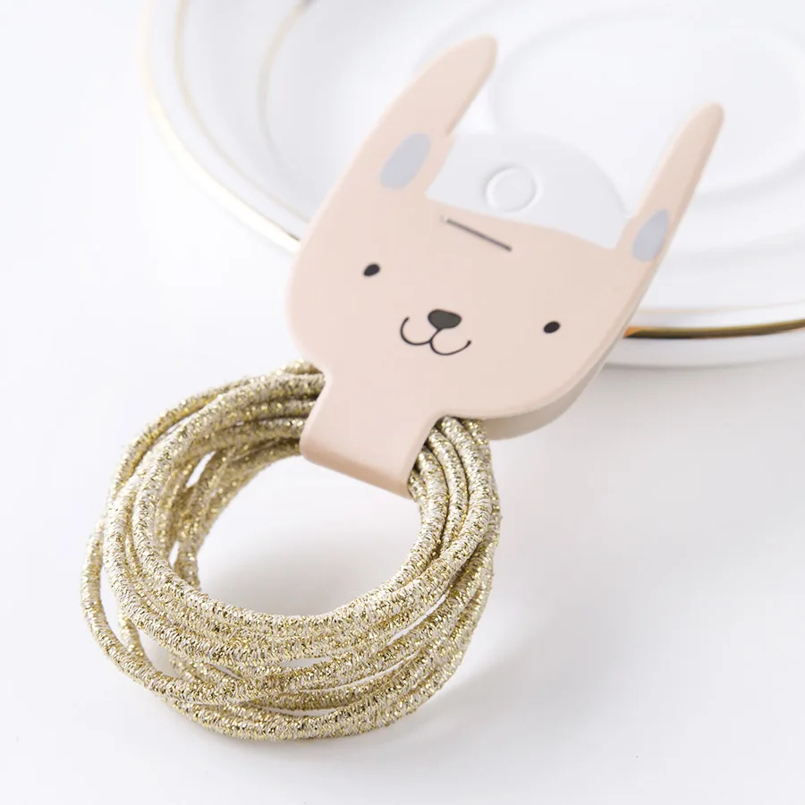 L-gold Новинка, 10 шт., карамельные цвета, нейлон, Золотая проволока, резинки, Детские Безопасные эластичные резинки для волос, конский хвост, держатель, Детские аксессуары для волос - Цвет: L-gold