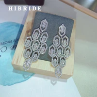 hibride ladys fashion big crystal stud earring aaa cubic zirconia statement earring women weeding jewelry vintage earring e 487