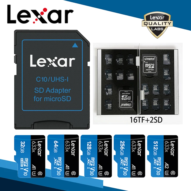 Карта памяти Lexar SD адаптер Micro кардридер футляр для карты TF 16 ГБ 32 64 Гб 128 256 512 A2 U3 C10