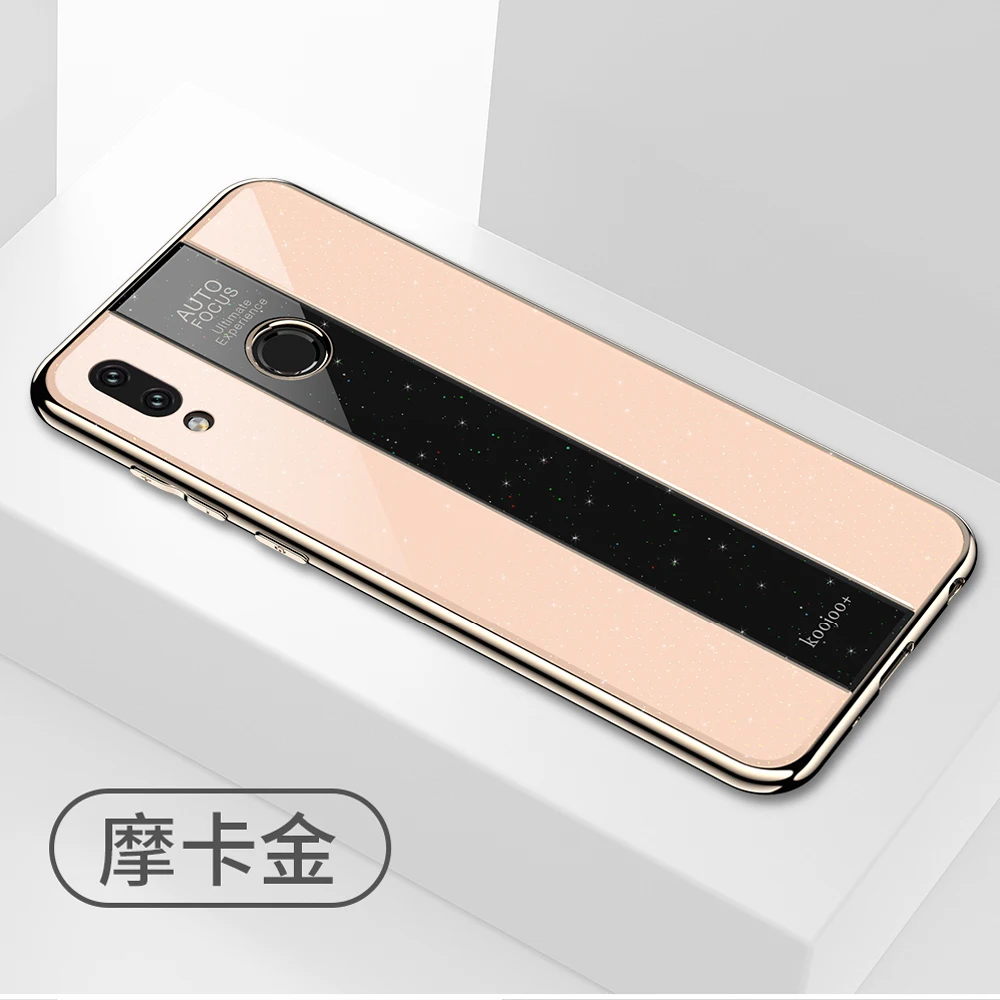 KaiNuEn Coque, чехол, чехол, для Xiaomi Redmi Note 7 Pro Note7 7Pro Блестящий Роскошный Жесткий чехол из закаленного стекла для телефона 360