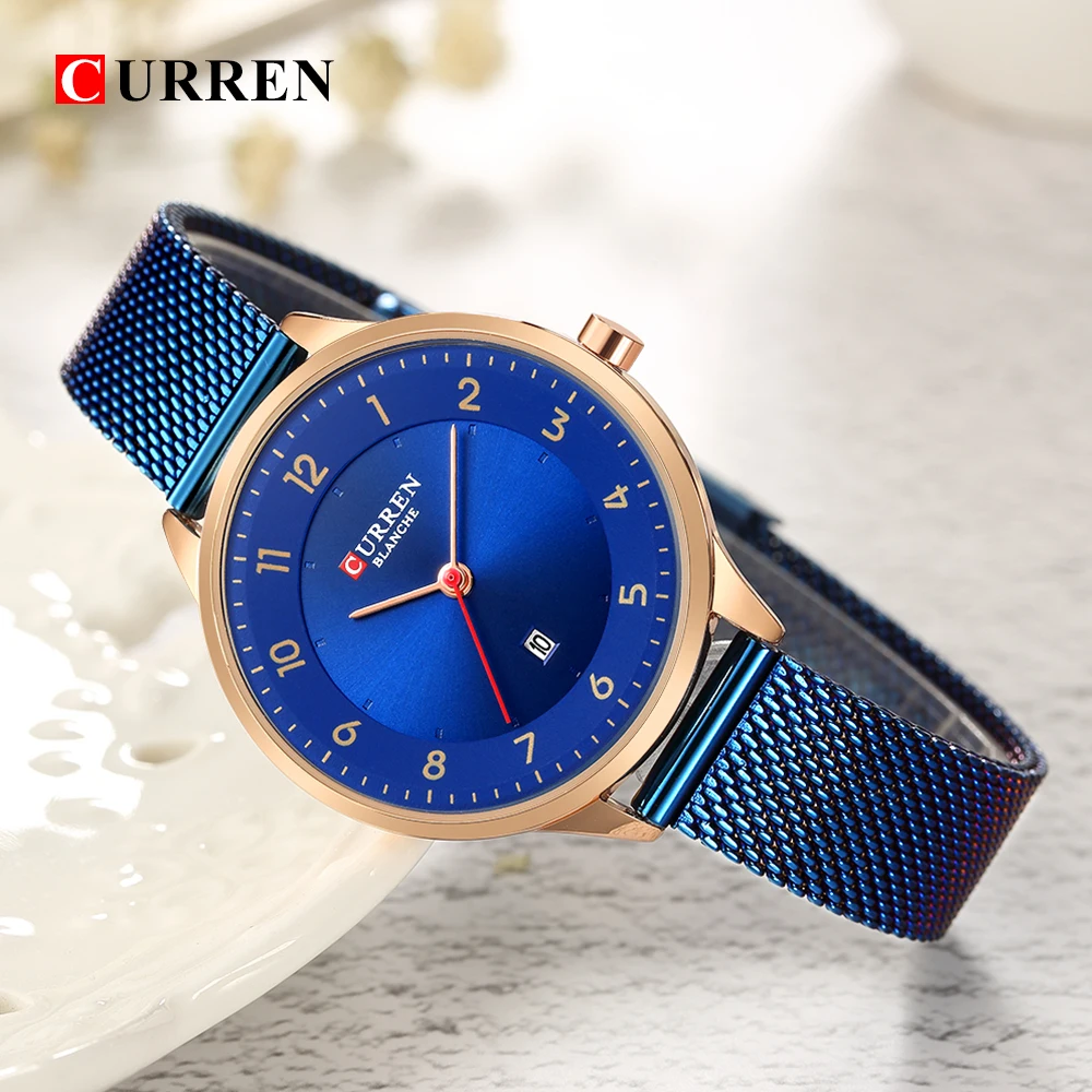 

CURREN Women's Watches Stainless Steel Blue Watch Women Ladies Quartz Wristwatch Female Calendar Clocks Gifts zegarek damski