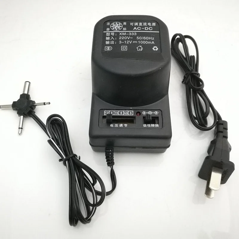 AC 220V регулируемый выходной адаптер питания Out DC 3V 6V 9V 12V 1000MA 1A