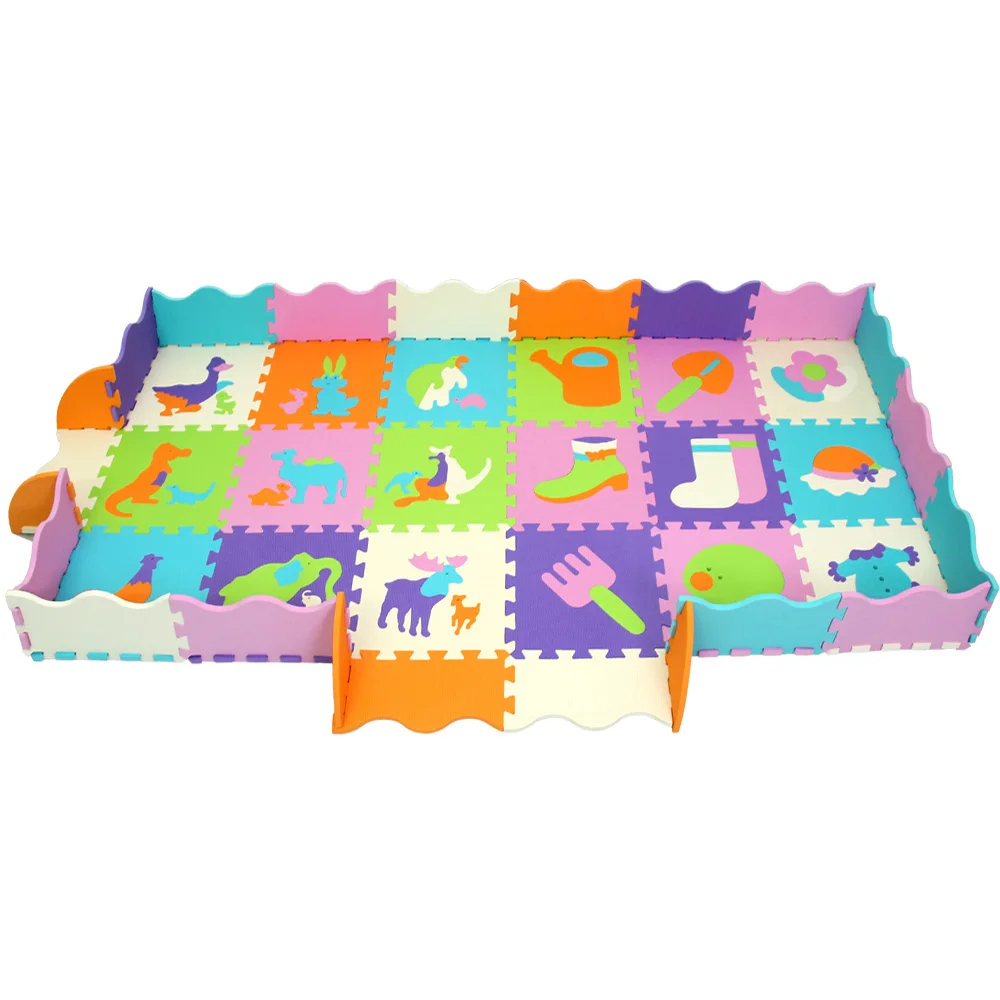 18pcs and fence 3126 9 шт./компл. Новое поступление Детские EVA пены ковер животный узор с мягкой подошвой и вышивкой; детское игрушечный Коврик-пазл коврики для малышей и детей постарше игровой коврик - Цвет: 18pcs and fence 3126