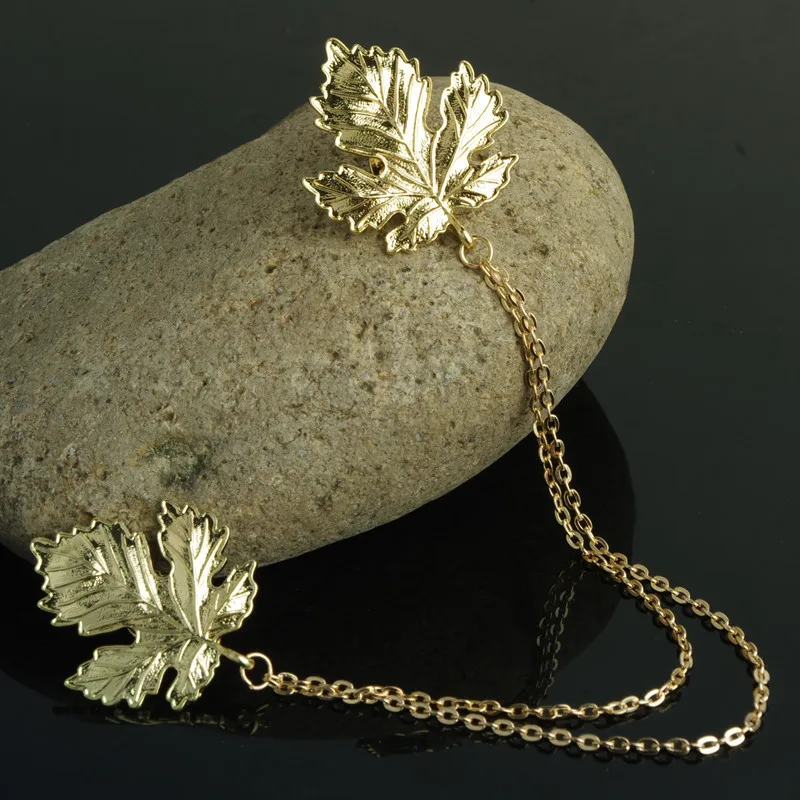 Кленовый лист сплава Fringe цепи прищепки запонки для рубашки брошь женские корсажи