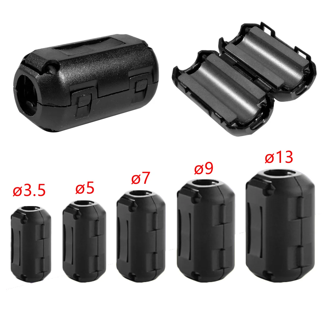 

5pcs Ferrite Core Cord Ring Choke Bead Black Plastic EMI RFI Noise Suppressor for Power USB Antenna Audio Cable 3.5mm