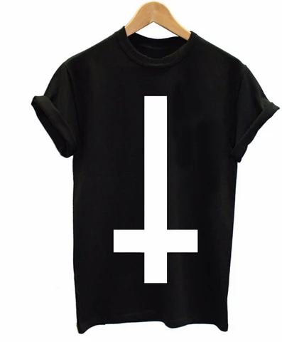 Мужская футболка с надписью перевёрнутый крест, Женская хипстерская футболка с изображением религии, оригинальная хлопковая Футболка большого размера для мужчин и женщин