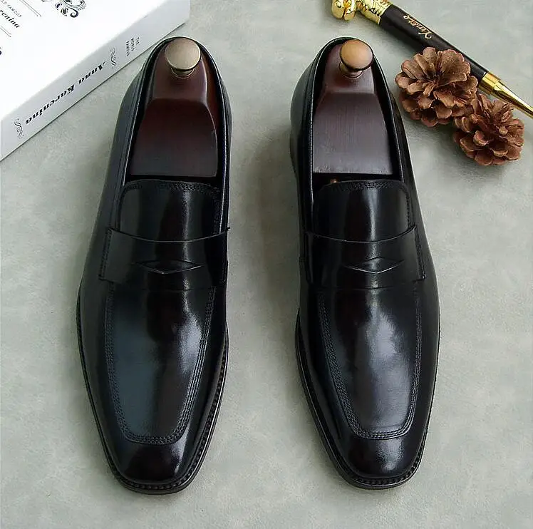 Мужские классические туфли из натуральной кожи без шнуровки | Обувь
