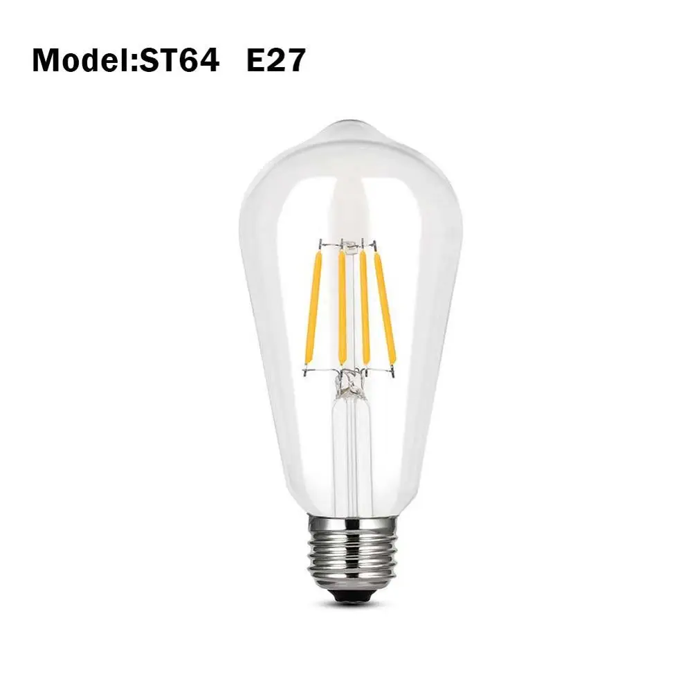 ST64 E27 Ретро Edison led светильник лампочка E27 E14 220V теплые белые нити Винтаж лампа накаливания Эдисона лампа Декор Светильник лампочный конвертор - Цвет: ST64 E27