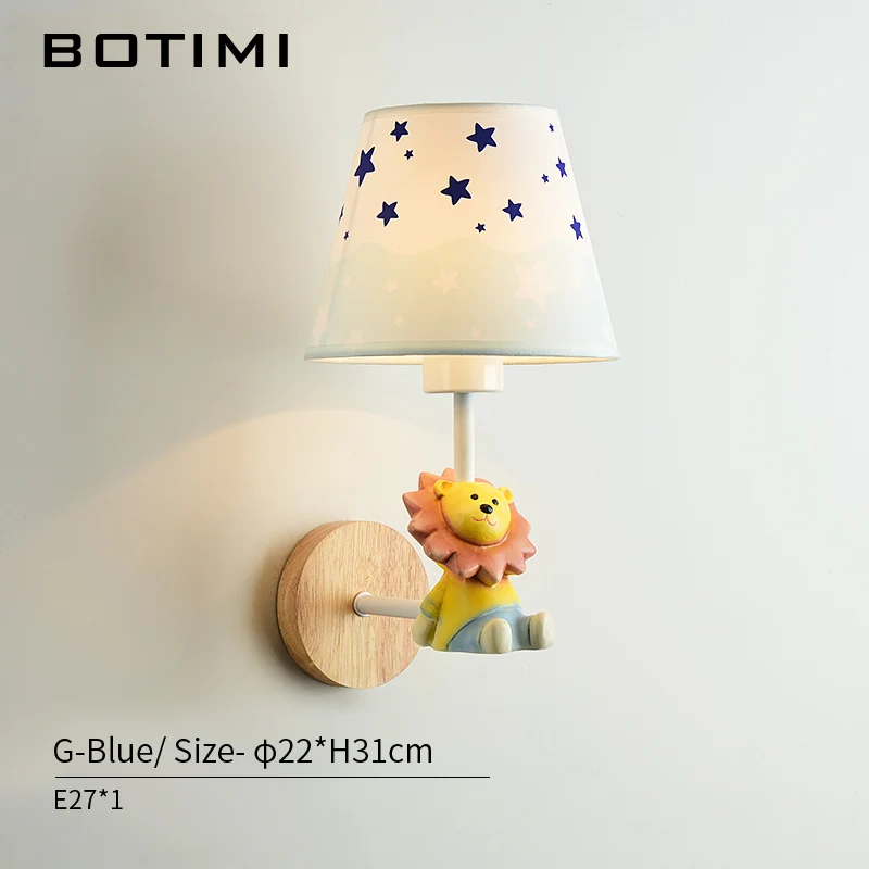 G-Blue BOTIMI светодиодный настенный светильник с героями мультфильмов, детский настенный светильник, настенные светильники для девочек, прикроватные светильники для мальчиков, настенный светильник для детской комнаты - Цвет абажура: G-Blue