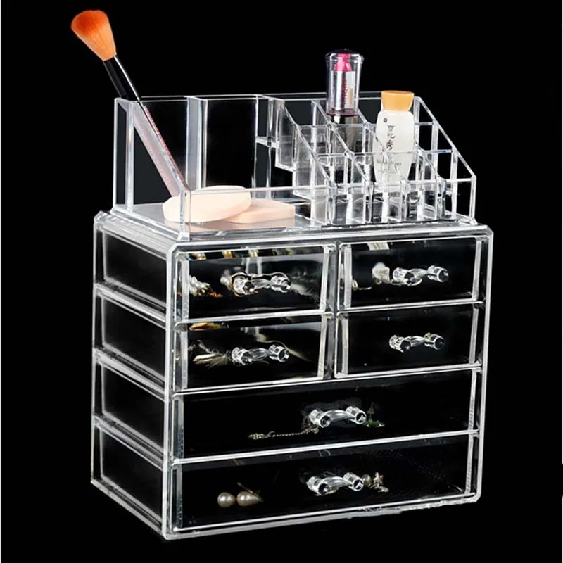 

Acrylic transparent Makeup Organizer Storage Boxe Home organizador maquillaje Drawers Make Up Organizer Jewelry Storage Box