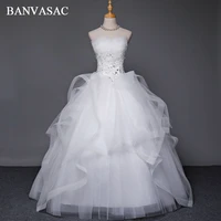 banvasac 2017 new crystals strapless wedding dresses elegant sleeveless sequined lace embroidery satin bridal ball gowns