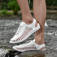 2019 summer men women sandals handmade weaving design breathable casual beach shoes cowhide leather sneakers male