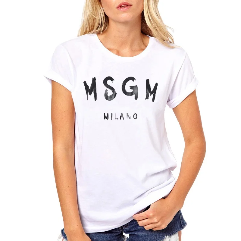 x70922 VOGUE lette Printed MSGM футболка Женская Мужская Tumblr Graphic Tees женские футболки больших размеров с круглым вырезом летние топы Прямая поставка - Цвет: x70922
