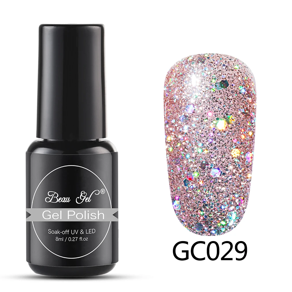 GC029 Beau гель 8 мл гель для ногтей бриллиантовый блеск с ультрафиолетовым свечением Гель-лак для ногтей светодиодный светильник гель лак Полупостоянный Гель-лак грунтовка для ногтей - Цвет: GC029