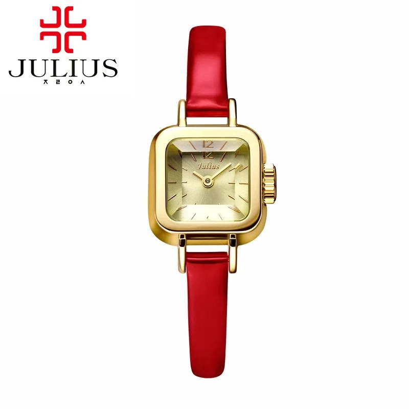 Элитный Бренд Julius Для женщин часы кожаный ремешок Мода Повседневная Женская