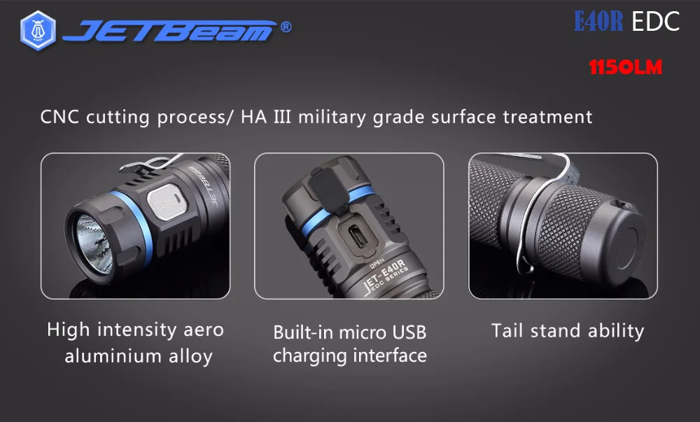 Новейший JETBeam E40R SST40 светодиодный 1150 люмен светодиодный фонарик с 18650 литий-ионным аккумулятором 2600 мАч для саморазмораживания фонарь