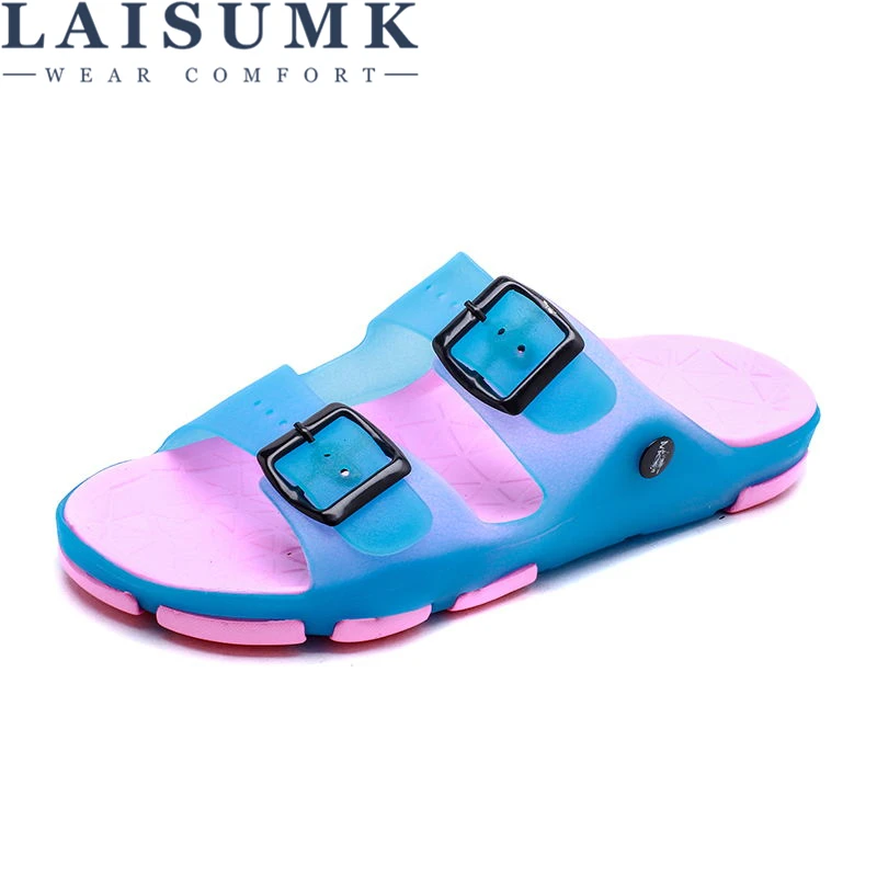 

Шлепанцы LAISUMK женские летние, дышащие пляжные туфли, без застежки, плоская подошва, цветочный принт, сланцы, модные удобные