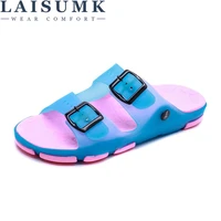 laisumk summer slippers women breathable beach shoes casual slip on flats printing flower slides fashion comfortable female