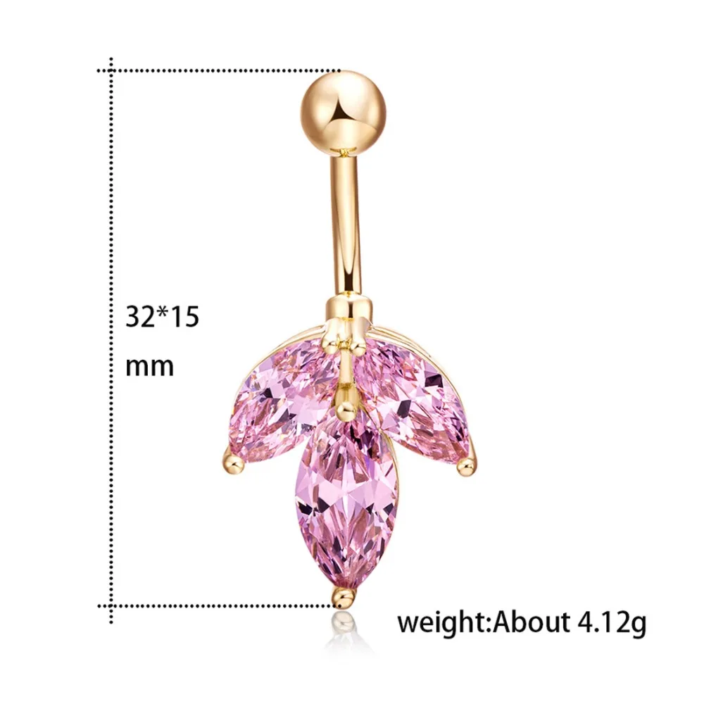 Gussiarro цветок 3 цвета CZ кольца для пупка пирсинг для тела бижутерия Umbigo Percing Body Jewelry пирсинг