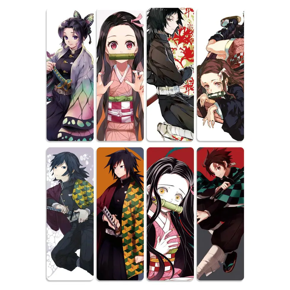 8 шт. Kimetsu no Yaiba аниме закладки для книг водонепроницаемый прозрачный ПВХ пластиковая Закладка Красивая Книга знаки Подарок