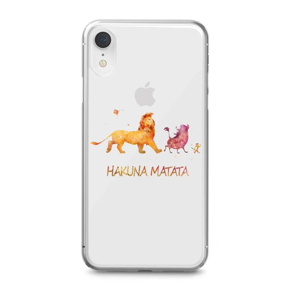 Акварельный художественный Король Лев HAKUNA MATATA Мягкий Силиконовый ТПУ чехол для телефона для iPhone MAX XR XS X10 6splus 7 8Plus 5 5SE 6 6S 7 8