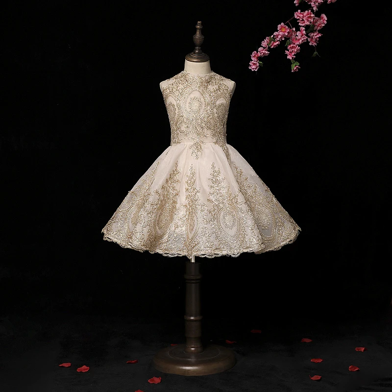 Платье для девочек подростков Finove с цветочной аппликацией длиной до щиколотки