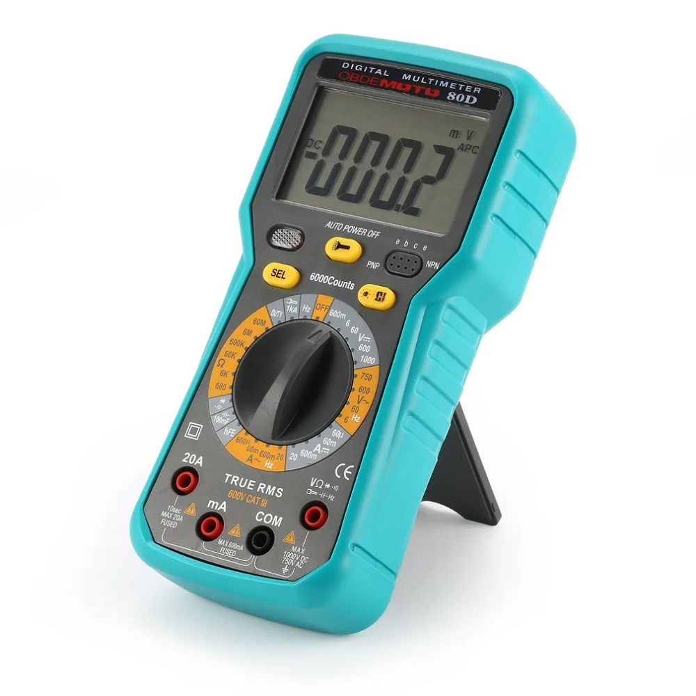 80D 6000 Counts Digital Multimeter True RMS AC/DC Volt Amp Ohm Capacitance Diode Continuity Tester Meter Flashlight | Инструменты