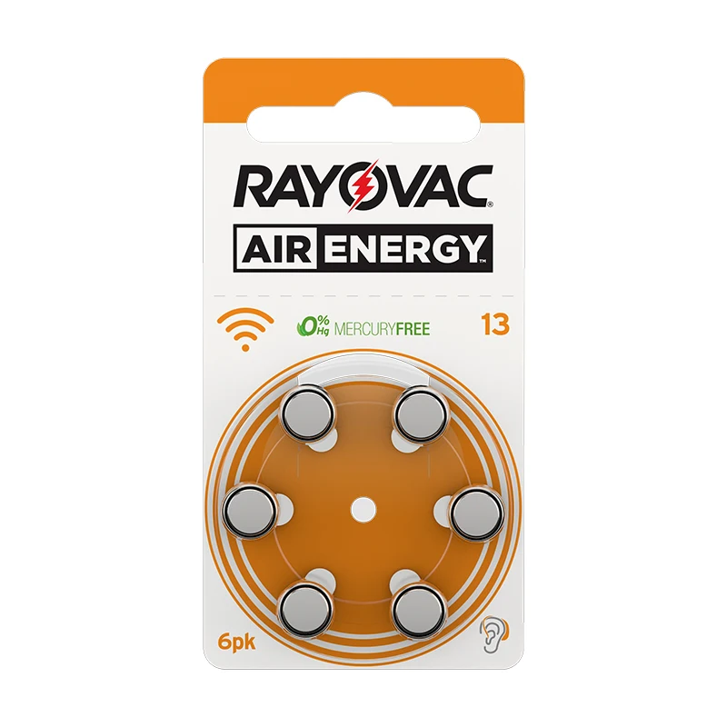 60 шт Rayovac Air Energy Высокопроизводительные батареи слухового аппарата. Цинк воздуха