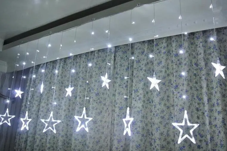 Светодиодная светящаяся световая Гирлянда занавеска со звездами для вечерние