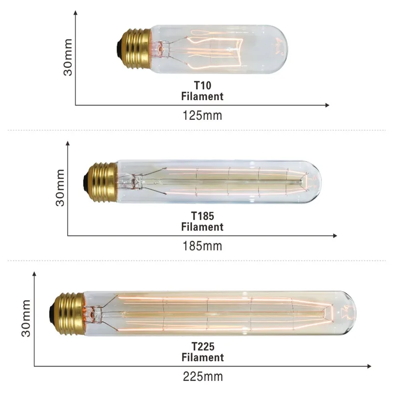 LARZI ретро Edison LED светильник лампочка E27 220 В 40 Вт A19 A60 ST64 T10 T45 T185 G80 G95 нити Винтаж ампулы лампа накаливания со стеклянным колпаком