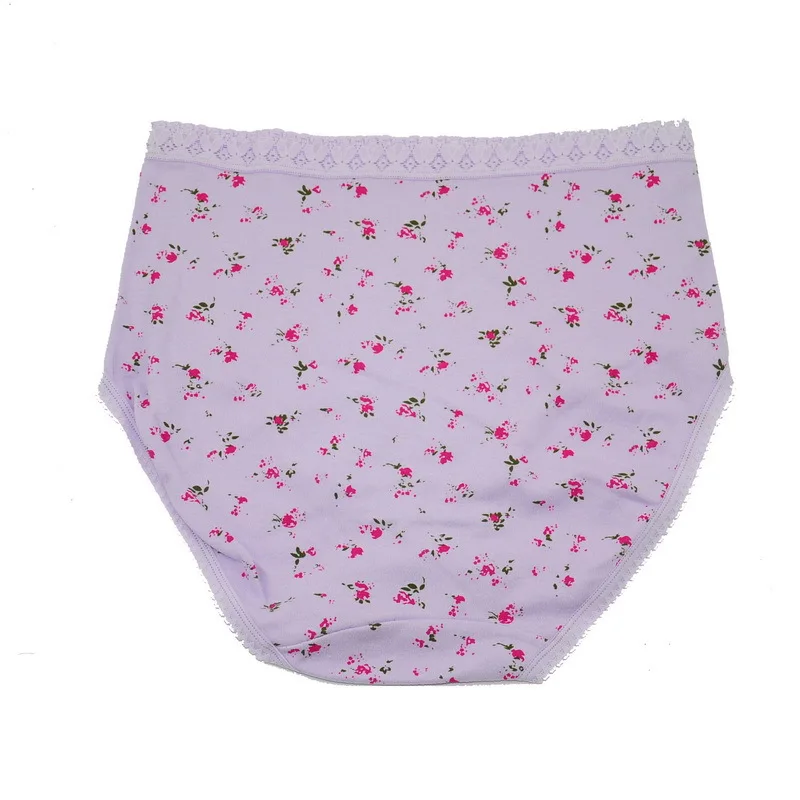 Удобные женские трусики с высокой талией хлопчатобумажные цветочным принтом для