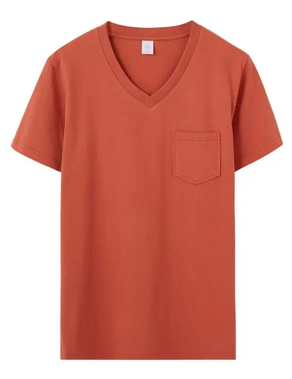 

Spring and summer cotton V-neck short-sleeved men's solid color men's cotton t-shirts