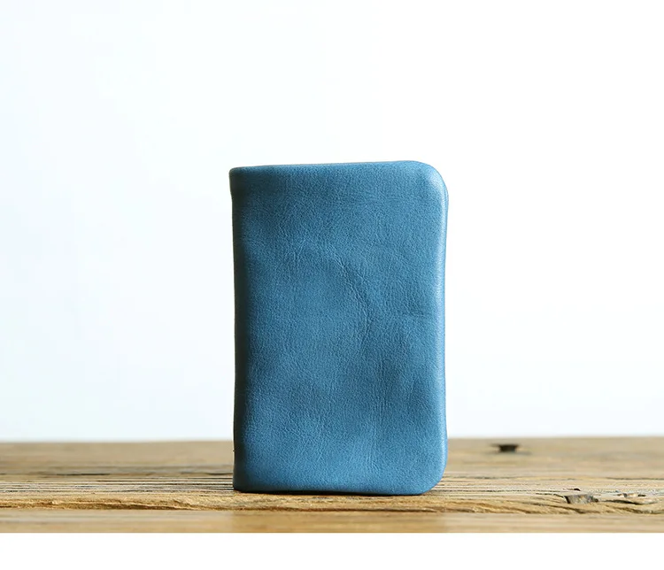 blue Портативный держатель для карт, маленький держатель для карт из натуральной кожи, тонкий кошелек для карт, дорожный Кошелек для монет, мягкий Ретро кошелек - Цвет: blue