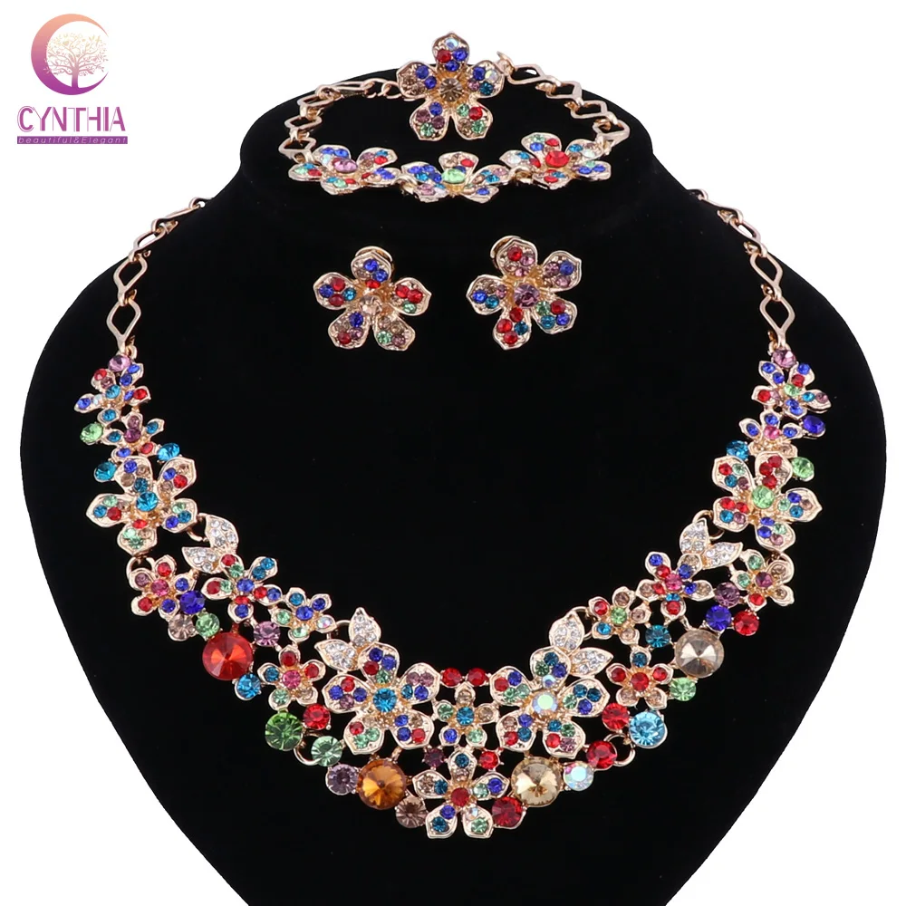 Набор украшений со стразами для женщин Свадебные африканские бусы вечерние