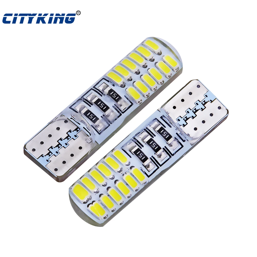 

10pcs New Car LED T10 194 W5W Canbus t10 24SMD 3014 led t10 w5w Silicone shell t10 24LED auto Side Wedge Lamp Parking Bulb