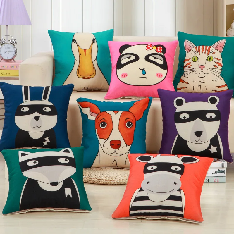 Модные декоративные подушки в мультяшном стиле чехлы с милым принтом животных
