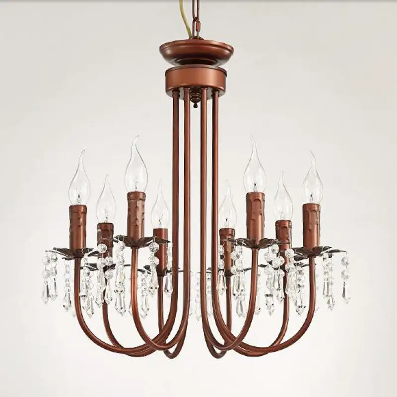 Moroccan style Rural Cafe light Luminaire 8-arm brown Iron pendant lights Crystal Lamp Restaurant Retro vintage indoor Lighting | Лампы и