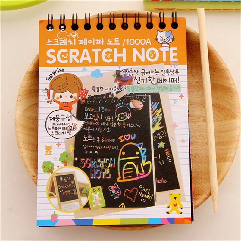 Scratchbook Scratch наклейки Note Book Рисование Sketchbook воображение развитие канцелярские