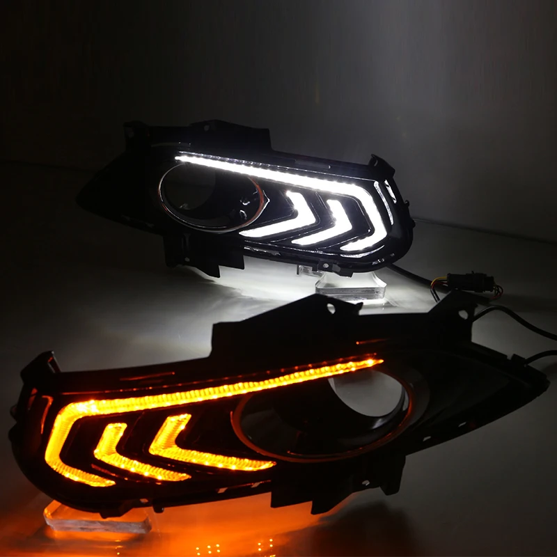 Hlxg 2 шт. светодиодный DRL дневные ходовые огни для Ford Mondeo 2013 2014 2015 2016 с желтым
