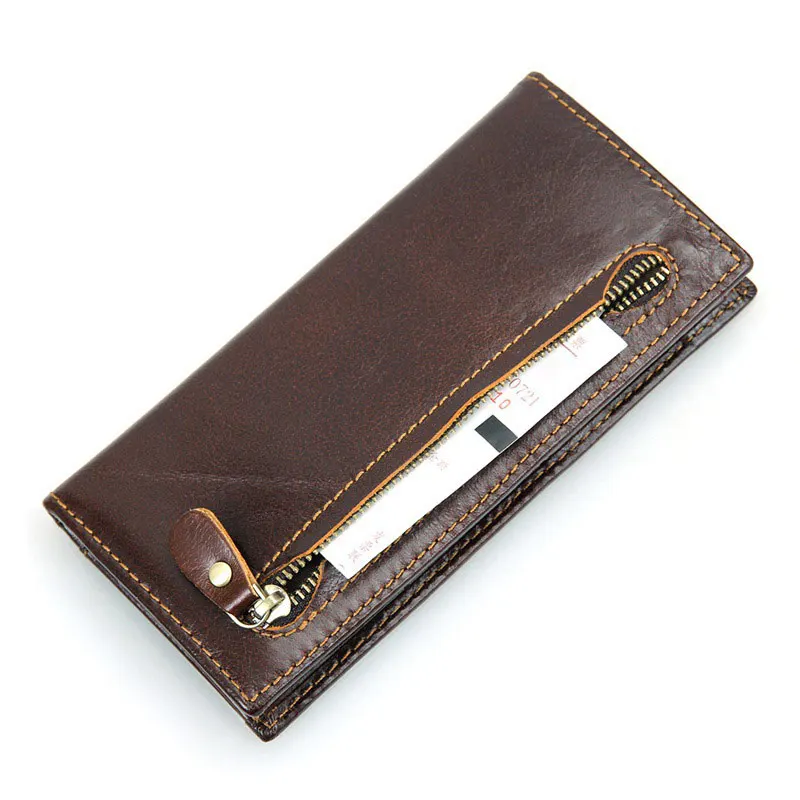 Новый бизнес мужская бумажник долго молния кошелек Натуральная Кожа мужчины