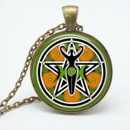 Черный кулон wiccan ожерелье воротник Wicca пентаграмма синий стеклянный кулон cristal colgante Wicca ошейник A-032 HZ1 - Окраска металла: 15