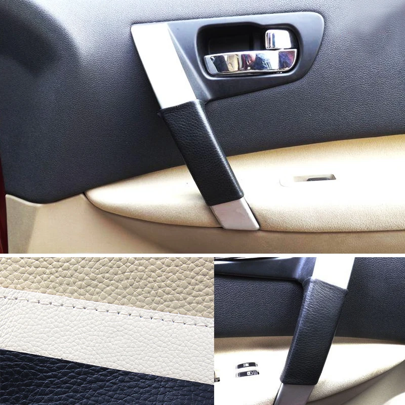 Чехол для ручного шитья дверной ручки из коровьей кожи Nissan Qashqai 2008 2009 2010 2011 2012 2013