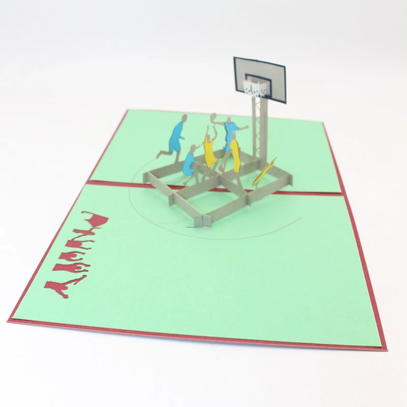 3D Ручная работа игры в баскетбол бумажные Пригласительные открытки открытка