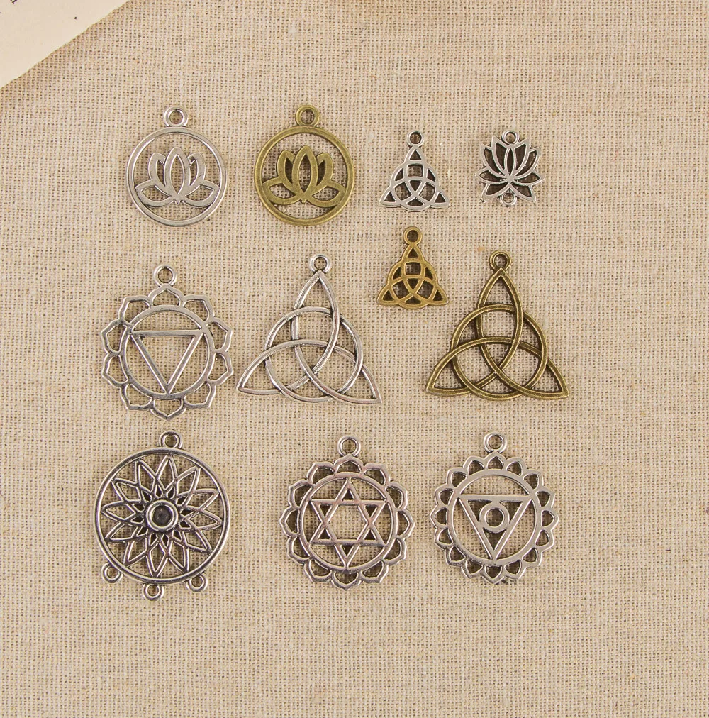 30 шт цветок жизни очарование чакр кулон лотоса брелок ювелирные изделия DIY в