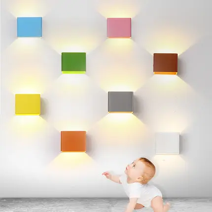 

Modern creative LED living room aisle children's bedroom colorful Macarons wall lamp